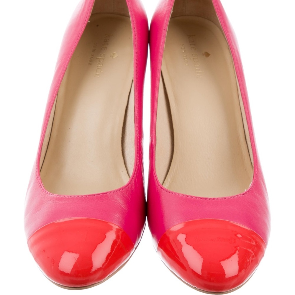 Kate Spade Pink & Orange Leather Cap-toe Pumps
